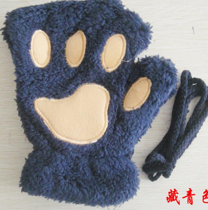 Winter Lovely Half Cover Paw Bear Cat Claw Gloves Short Finger Image