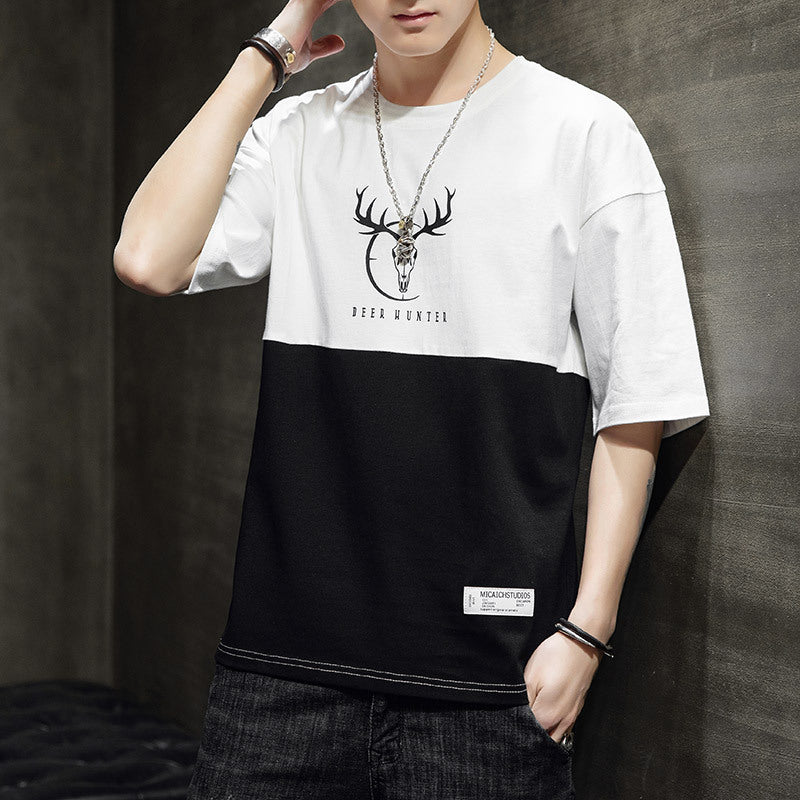 Loose casual half sleeve T-shirt men Image