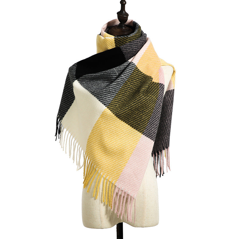 New Cashmere Tassel Thickened Cold And Warm Scarf Image