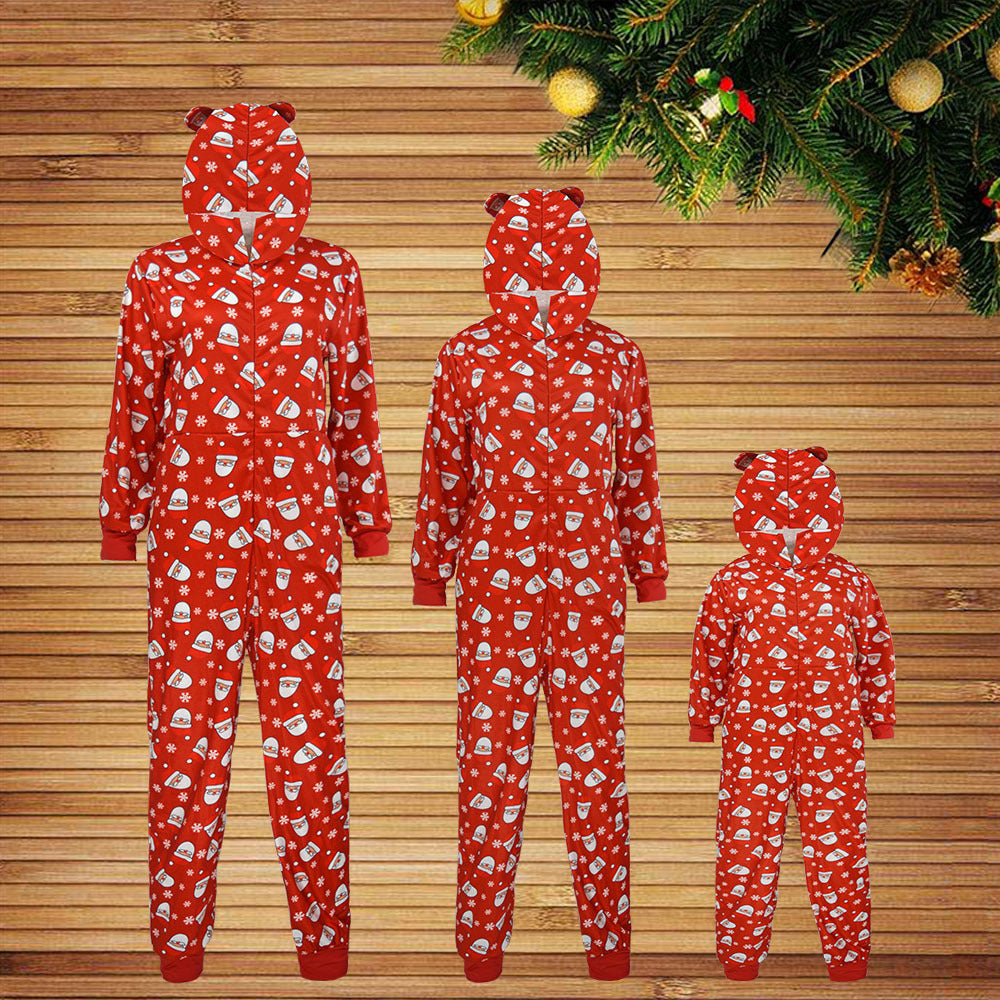 Christmas Family Matching Onesis Sleepwear Jumpsuit Santa Claus Long Sleeve Hooded Homewear Xmas Romper Nightwear For Kid Adults Image