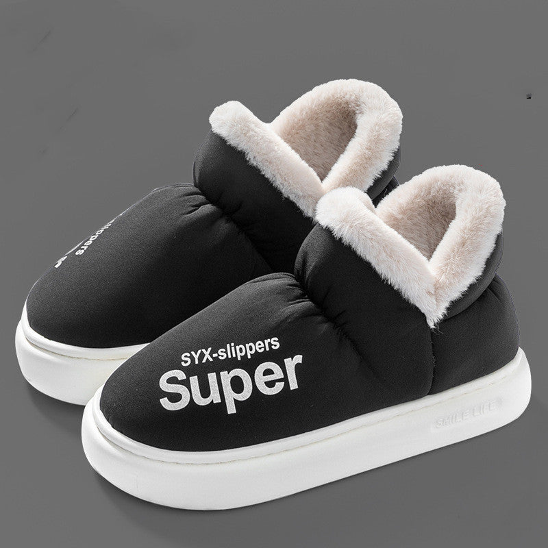 New Covered Heel Down Cotton Slippers For Women Winter Warm Thick-soled Platform Slippers Indoor And Outdoor Garden Walking Shoes Image