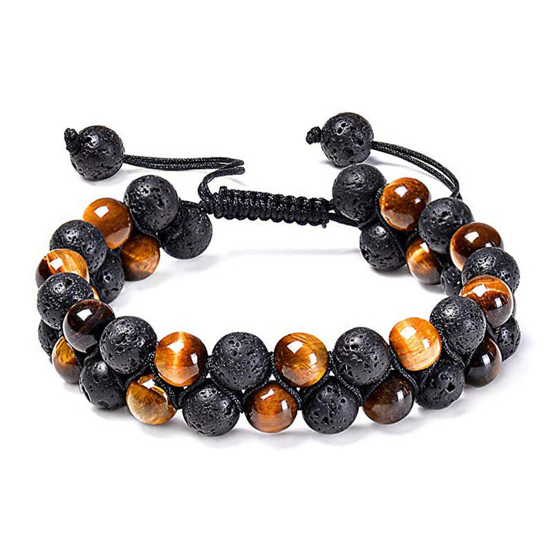 Tiger Eye Couple Bracelets Matte Black Agate Beads Bracelet Image