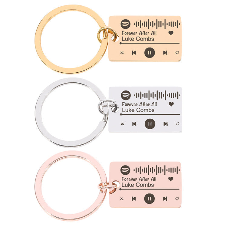 Personalized DIY Custom Music Scan Code Keychain Stainless Steel Image