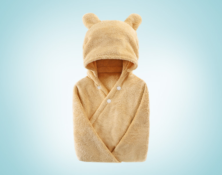 Cotton baby care hooded bath towel Image