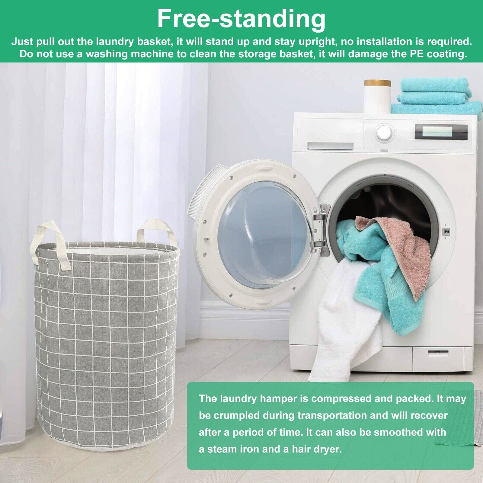 Large Foldable Storage Laundry Hamper Clothes Basket Washing Bag Bin Organizer Image