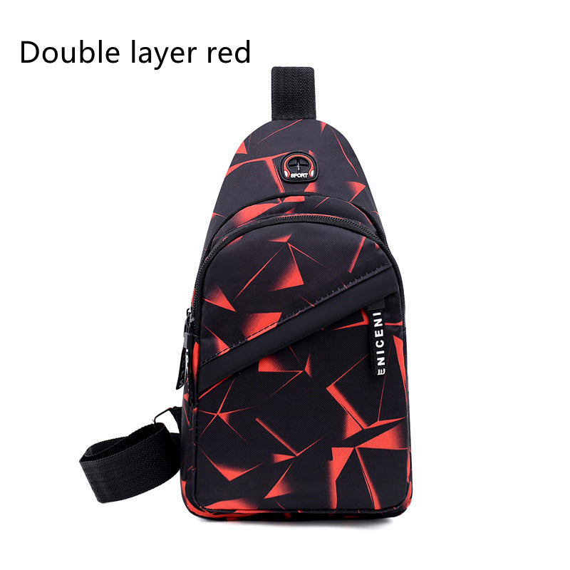 Print Sling Chest Bag For Men Crossbody Bag With Earphone Hole Design Image