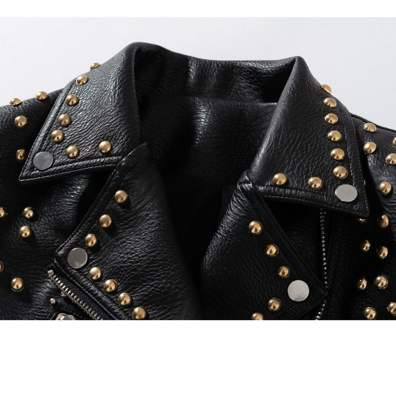 New Jacket Leather Fashion Personality Women's Print Rivet Jacket Short Image