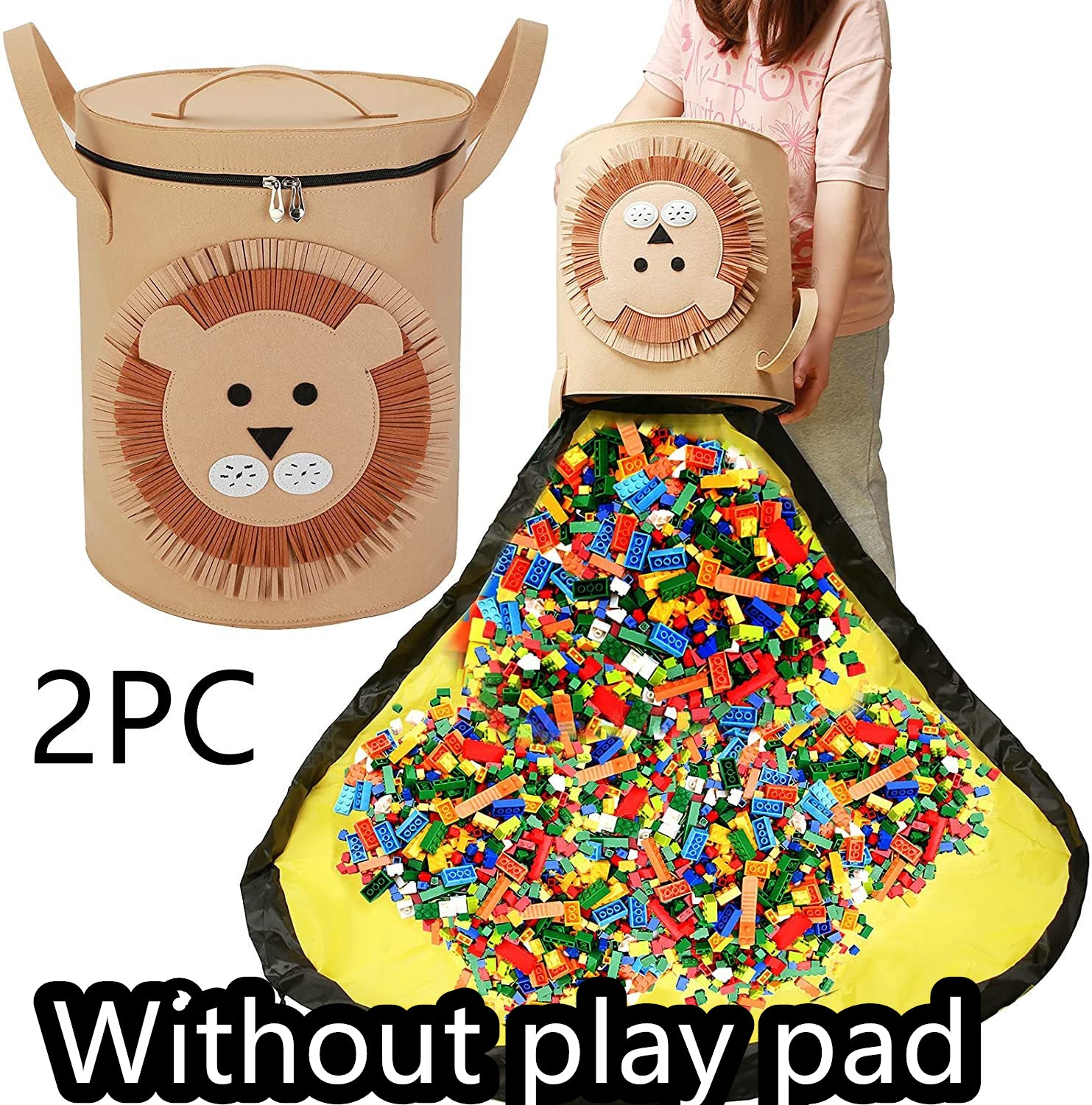 Felt Storage Bag Toy Play Mat 2 In 1 Pull Rope Image