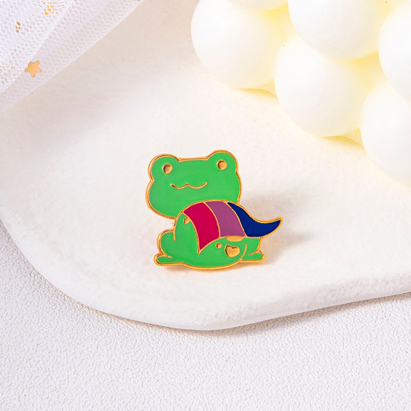 Enamel Bisexual Pride Frog Brooch Pin Image