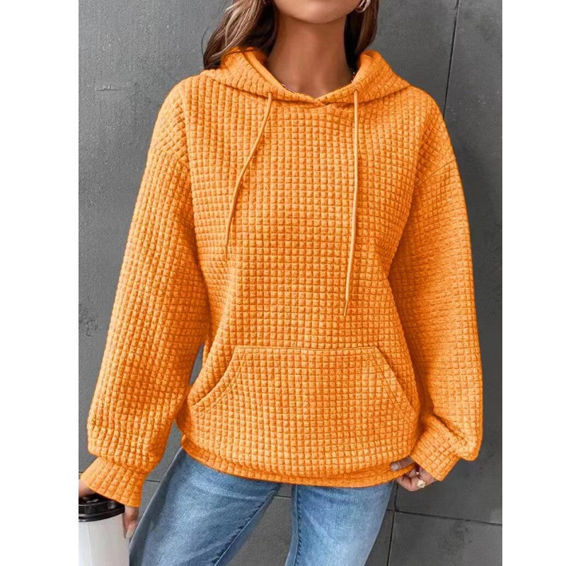 Fashion Waffle Hoodie Sweater Women's Sports Sweatshirt Casual Long Sleeve Tops Womens Clothing Image