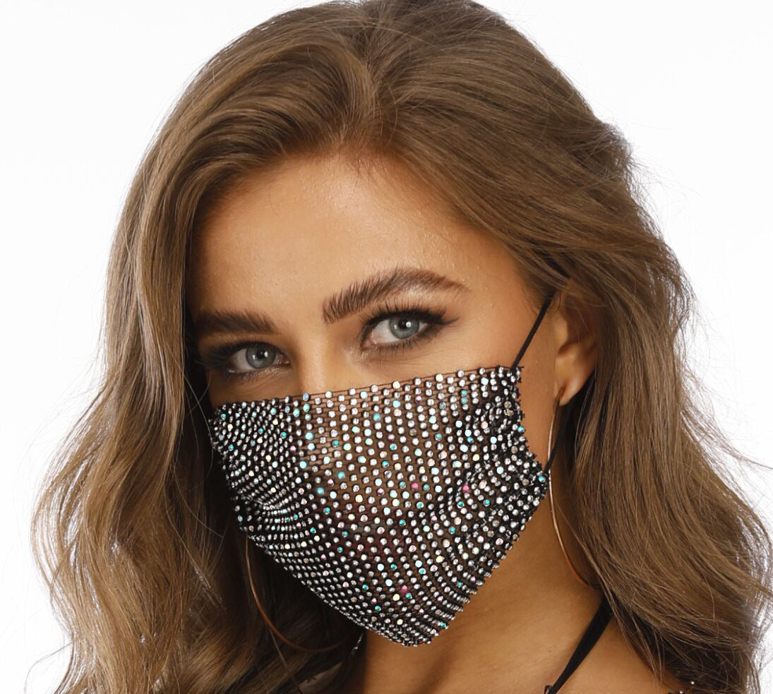 Novelty Fishnet-shaped Star Rhinestone Face Mask Image