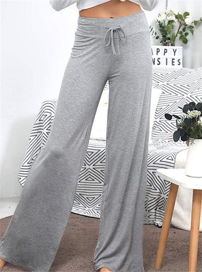 Wide Leg High Waist Elastic Band Casual Pants