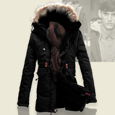 Men Winter Coat Lamb Wool Liner Thick Padded Jacket Men's Cotton Coat Image