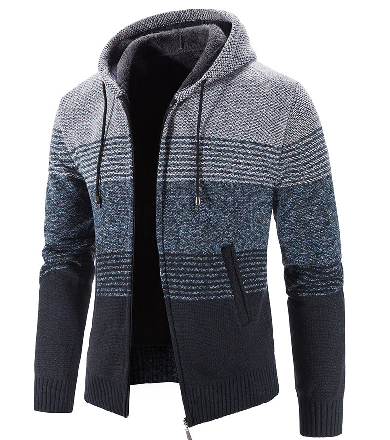 Hooded Fleece Thick Cardigan Sweater Image