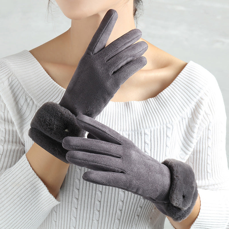 Suede Glove Warm Finger Gloves Image