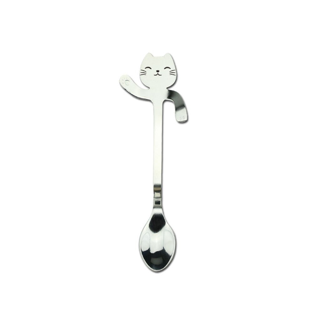 Cross-border 304 Stainless Steel Spoon Cartoon Cat Handle Hanging Coffee Spoon Image