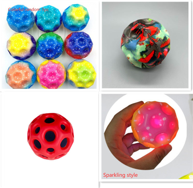 Hole Ball Soft Bouncy Ball Anti-fall Moon Shape Porous Bouncy Ball Kids Indoor Outdoor Toy Ergonomic Design Image