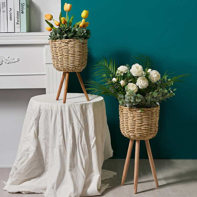 Floor - standing flowerpot straw furniture Image