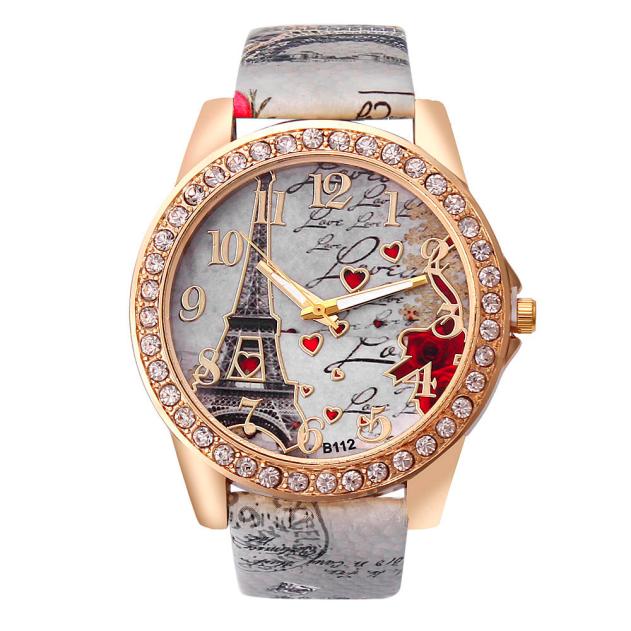 New Vintage Paris Eiffel Tower Women's Quartz Watch Women Girls Ladies Students Casual Wristwatch Relojes Image