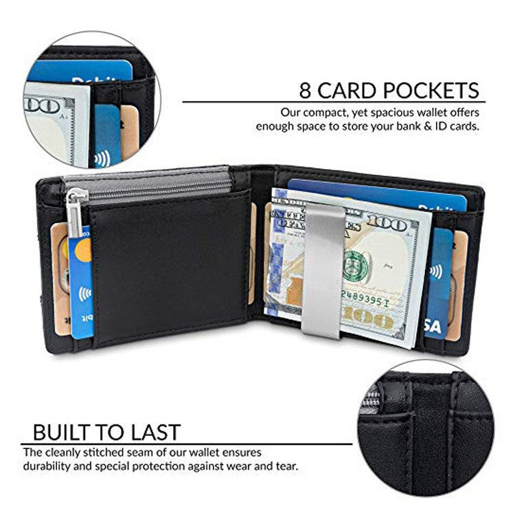 Men's Card Holder Fiber Leather Money Clip Wallet Image