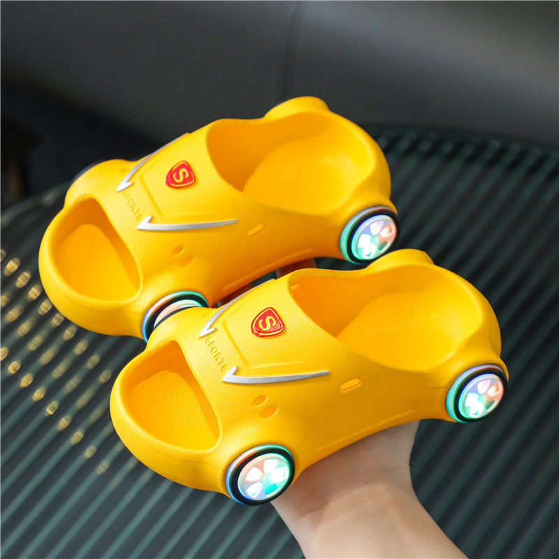 Kids Glowing Slippers Cartoon Car Sandals Children Sandals Anti Slip Boys Girls Luminous Slippers Summer Beach Shoes Image