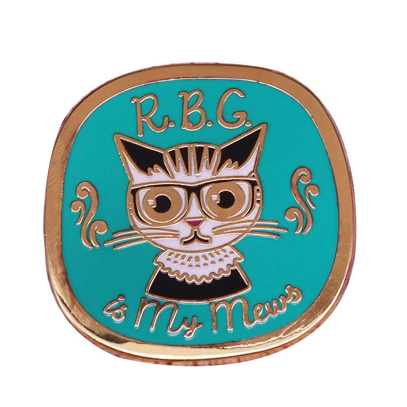 Ruth Ginsburg Inspired RBG Cat Brooch Women's Power Equality Badge Brooch Image