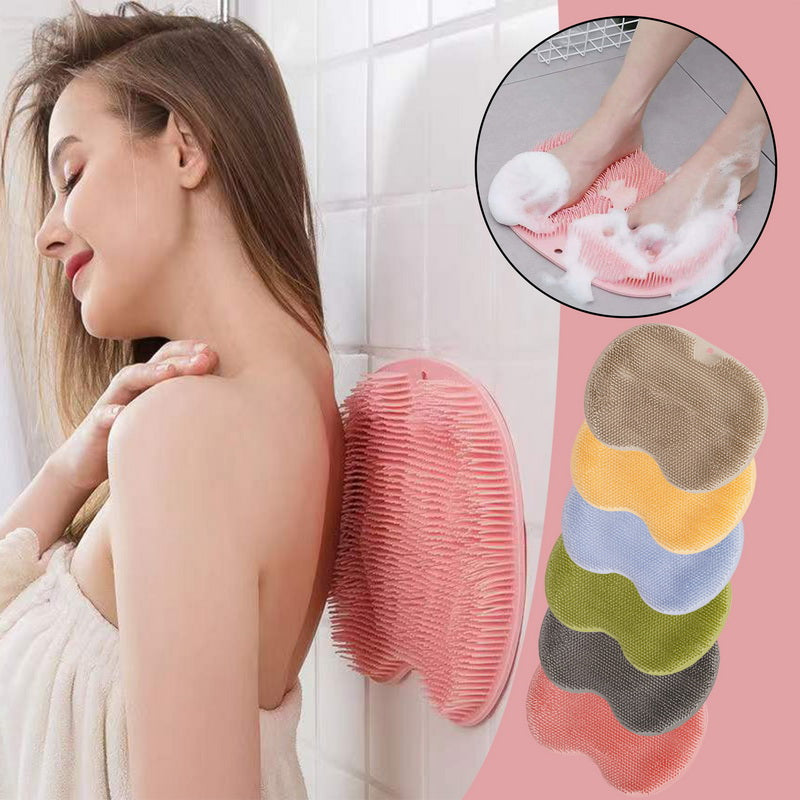 Massage Bath Brush Bathroom Non-slip Bath Mat Back Massage Brush Silicone Suction Cup Foot Rub Pad Body Cleaning Bathing Tool Image