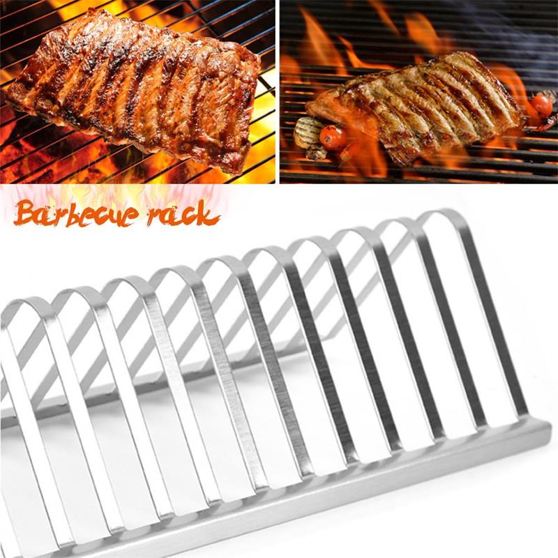 Stainless Steel Barbecue Grill Holder Smoking Rib Racks Grilling BBQ Accessories Outdoor Roasting Stand Picnic Utensil Image