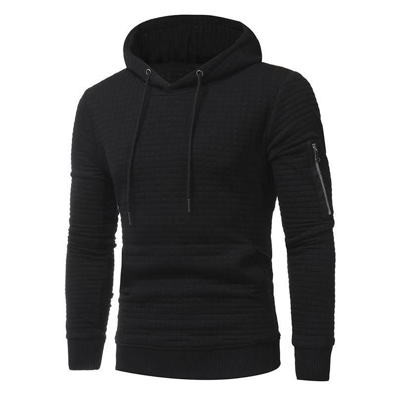 Men Sweatshirt Hoodie With Arm Zipper Long Sleeve Slim Tops Image