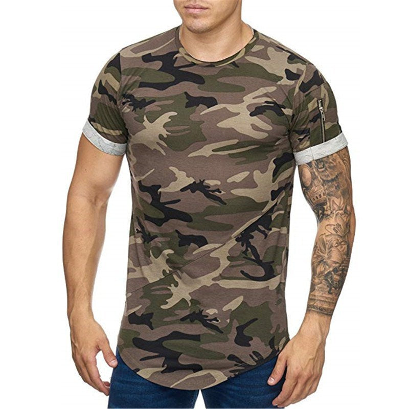 Men's T-shirt Camouflage Gradient Printing Casual Men's Short Sleeve T-shirt Image