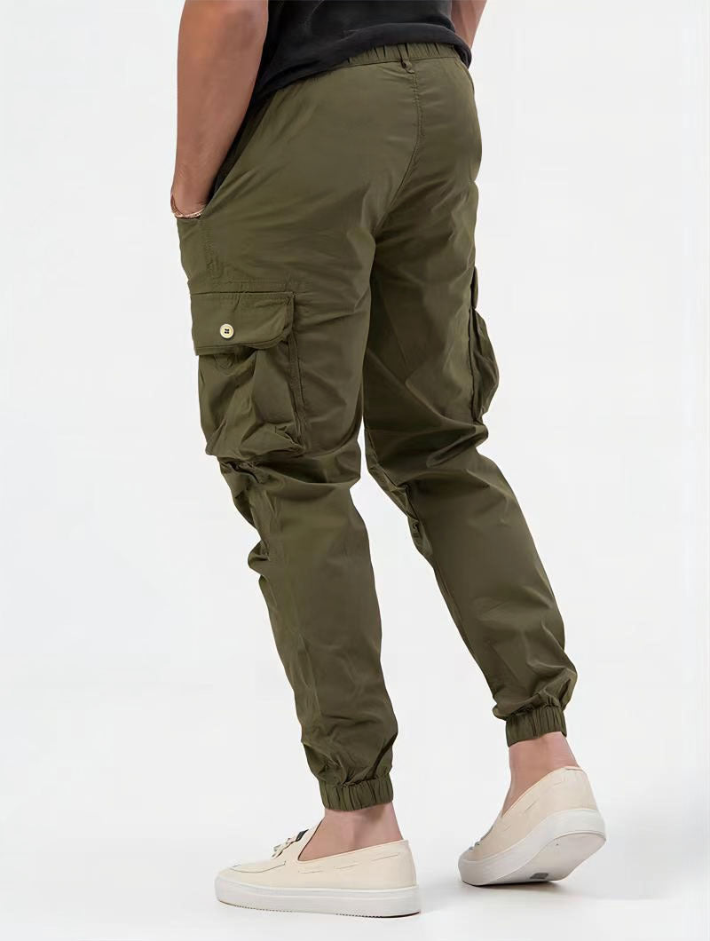 Men's Cargo Trousers With Three-dimensional Pockets Solid Color Casual Pants Image