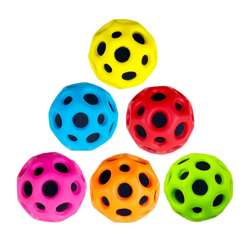 Hole Ball Soft Bouncy Ball Anti-fall Moon Shape Porous Bouncy Ball Kids Indoor Outdoor Toy Ergonomic Design Image