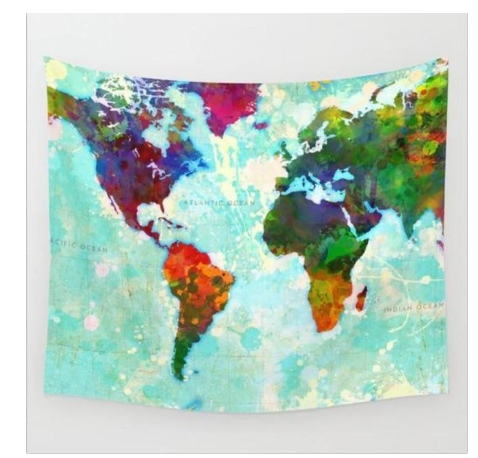 World map tapestry