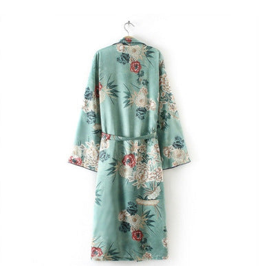 Printed gown and kimono cardigan Image