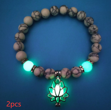 Energy Luminous Lotus Natural Stone Bracelet Yoga Healing Luminous Glow In The Dark Charm Beads Bracelet For Men Women Prayer Buddhism Image