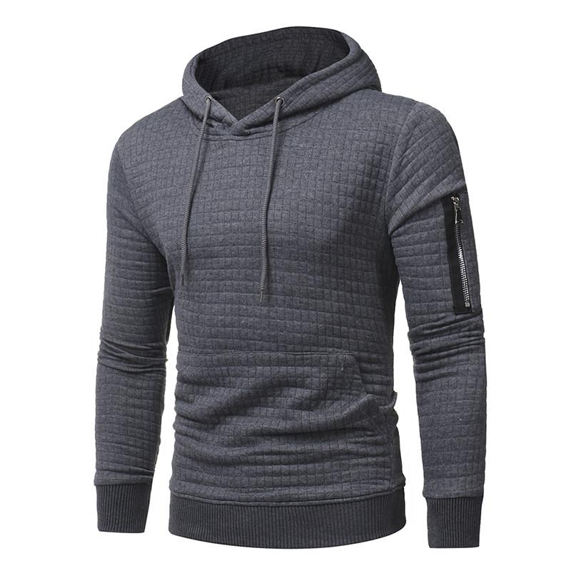 Men Sweatshirt Hoodie With Arm Zipper Long Sleeve Slim Tops Image