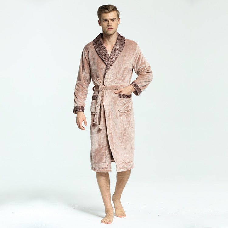 Men's Soft Flannel Coral Fleece Nightgown Image