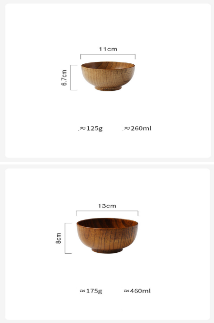 Wooden Bowl Japanese Style Wood Rice Soup Bowl Salad Bowl Food Container Large Small Bowl for Kids Tableware Wooden Utensils Image