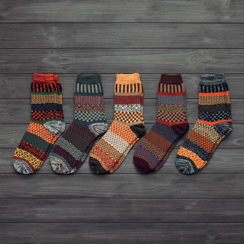 Winter Thick Warm Stripe Wool Socks Casual Sock Business Socks Image