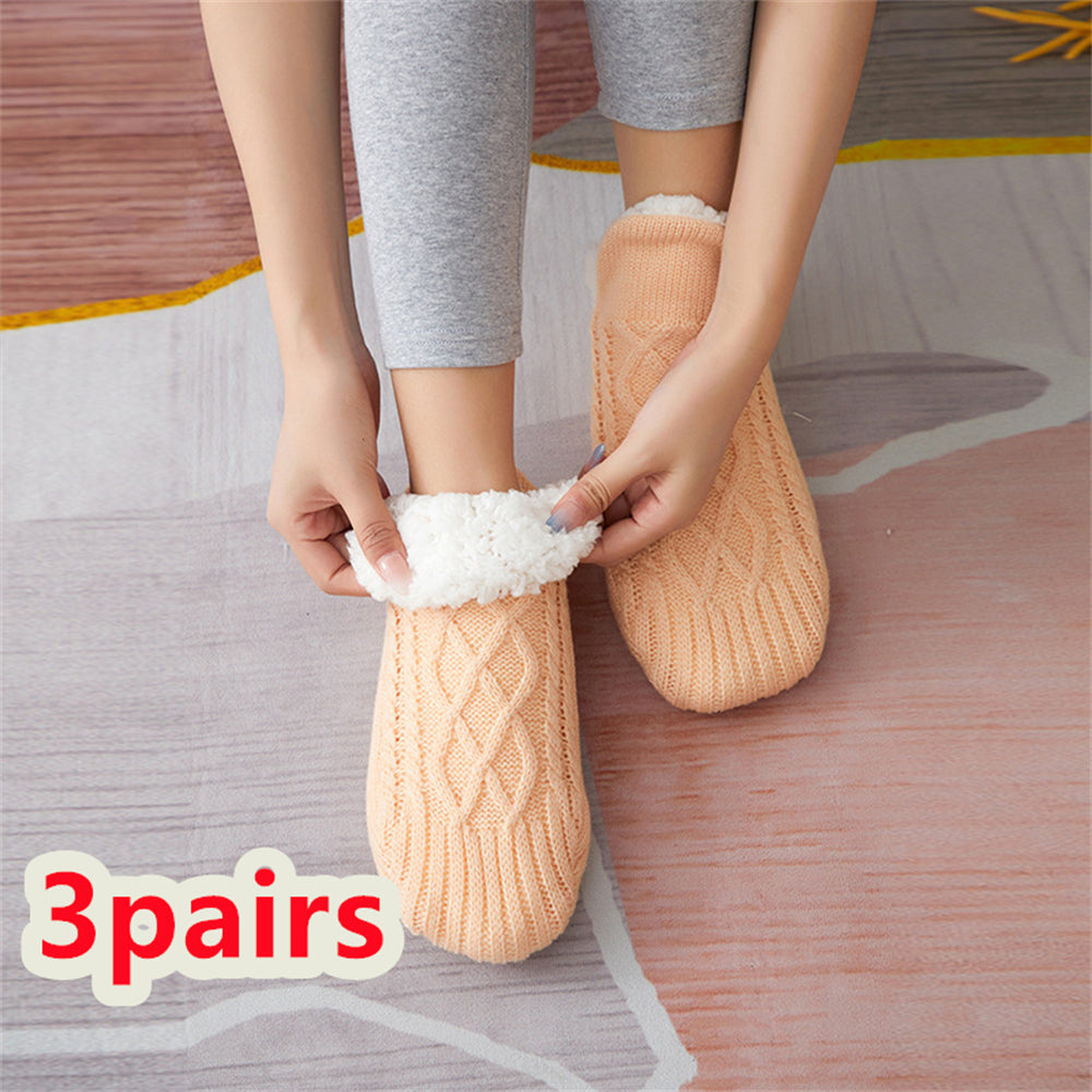 Winter Woolen Socks Women Thicken Warm Home Bedroom Socks Slippers Men Non-slip Foot Warmer Snow Socks Calcetines Mujer Image