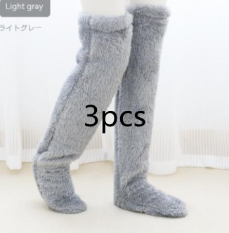 Over Knee High Fuzzy Long Socks Winter Warm Cold Leg Knee Joint Cold-proof Stockings Home Floor Sleeping Socks Image