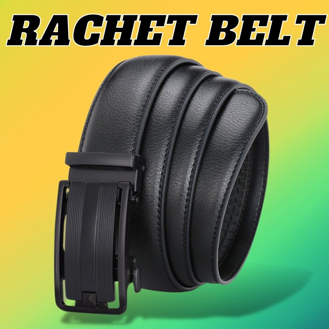 Men's Ratchet Belt Leather Mens Belt With Slide Buckle Ratchet Belts For Men USA Image