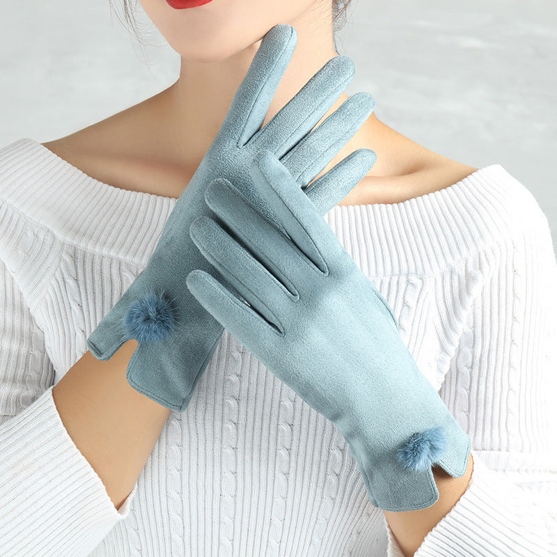 Suede Glove Warm Finger Gloves Image