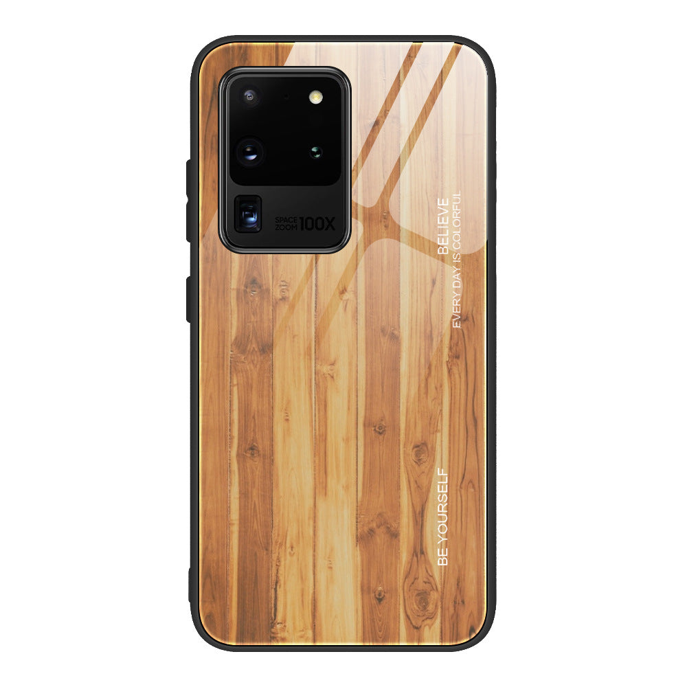 Wood grain tempered glass phone case Image