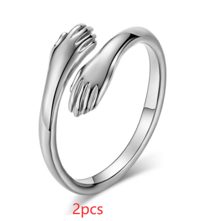 Alloy Simple Hands Hug Ring Opening Adjustable Jewelry Image