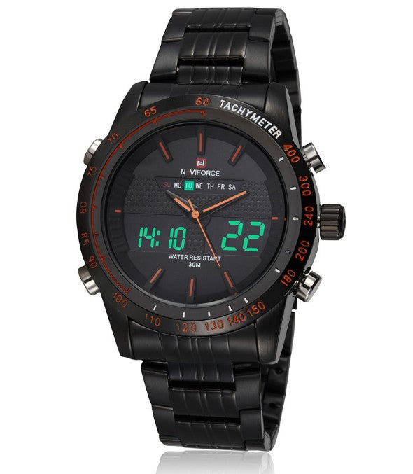 Waterproof Electronic Watch, Sports Men's Watch, Steel Band Men's Watch Image