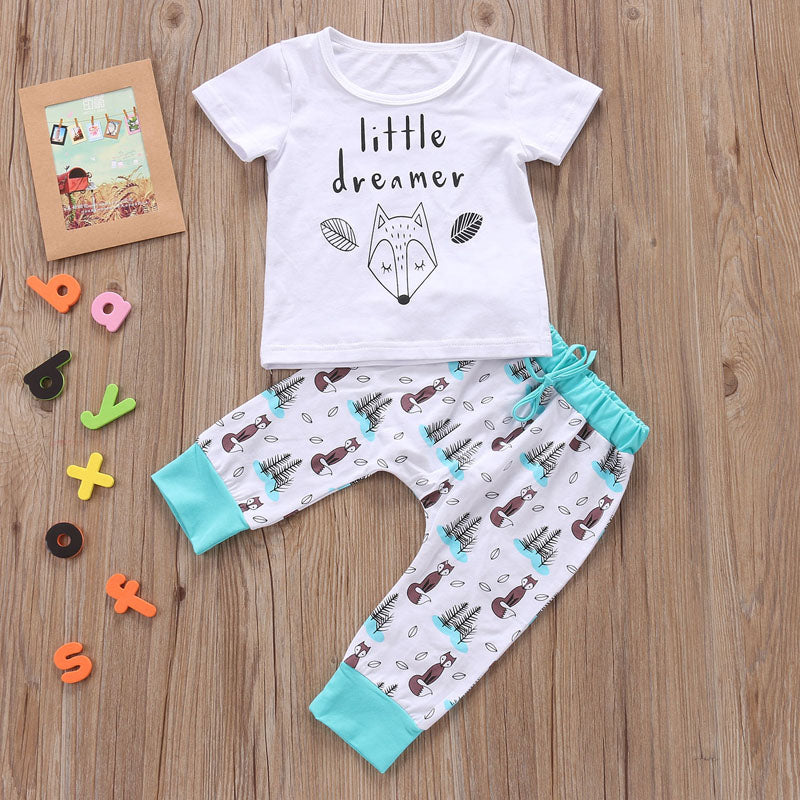 Newborn Baby Clothes Set T-shirt Tops+Pants Little Boys and Girls Outfits Image