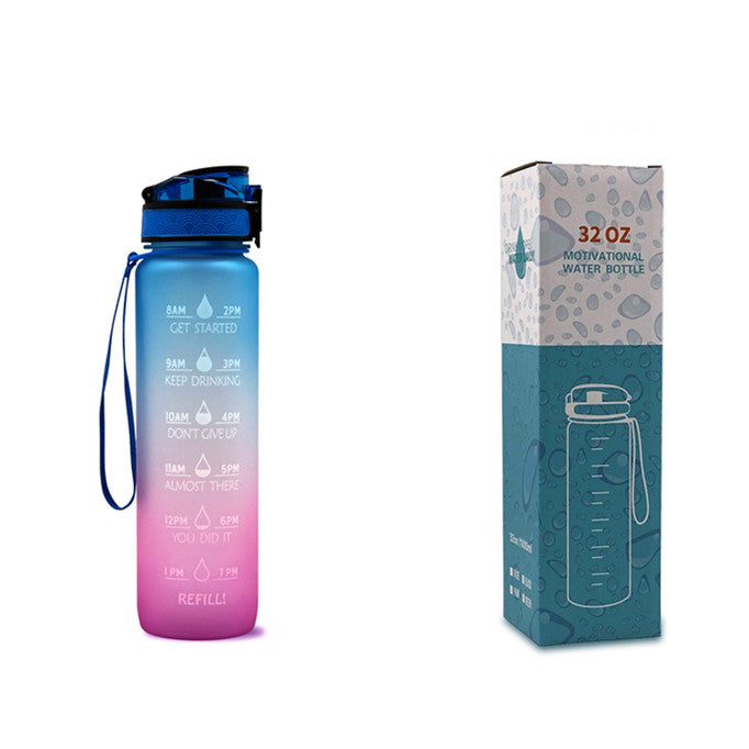 1L Tritan Water Bottle With Time Marker Bounce Cover Motivational Water Bottle Cycling Leakproof Cup For Sports Fitness Bottles Image