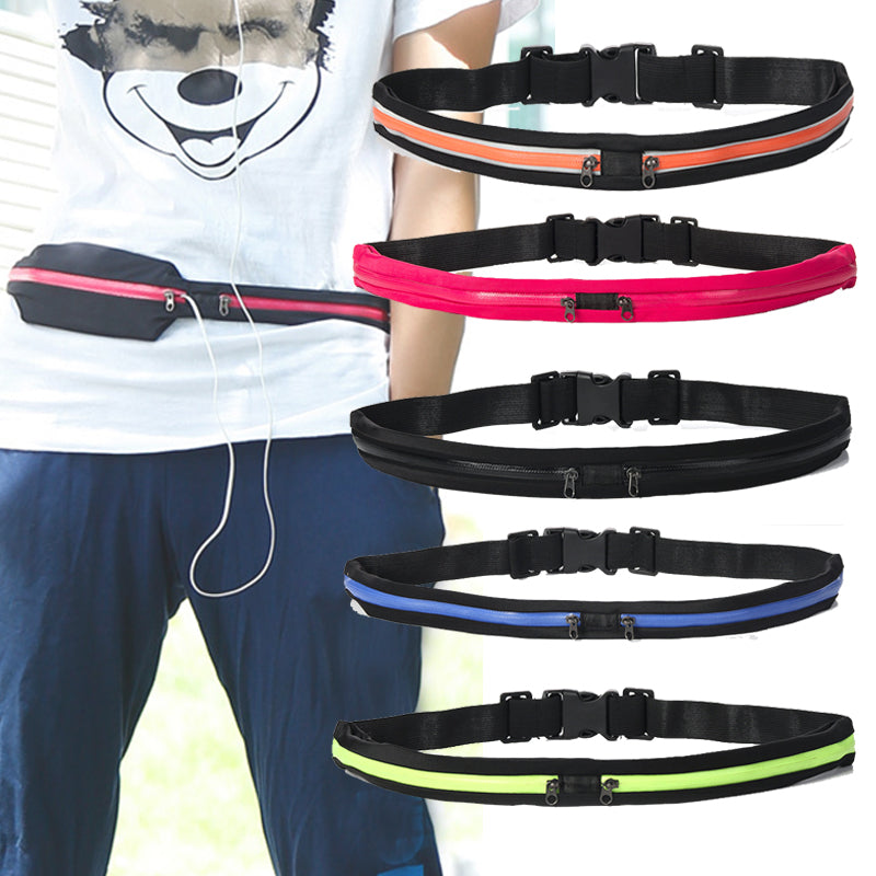 Sports Waist Bag With Double Pocket Slim Zip Running Phone Belt Bags Image