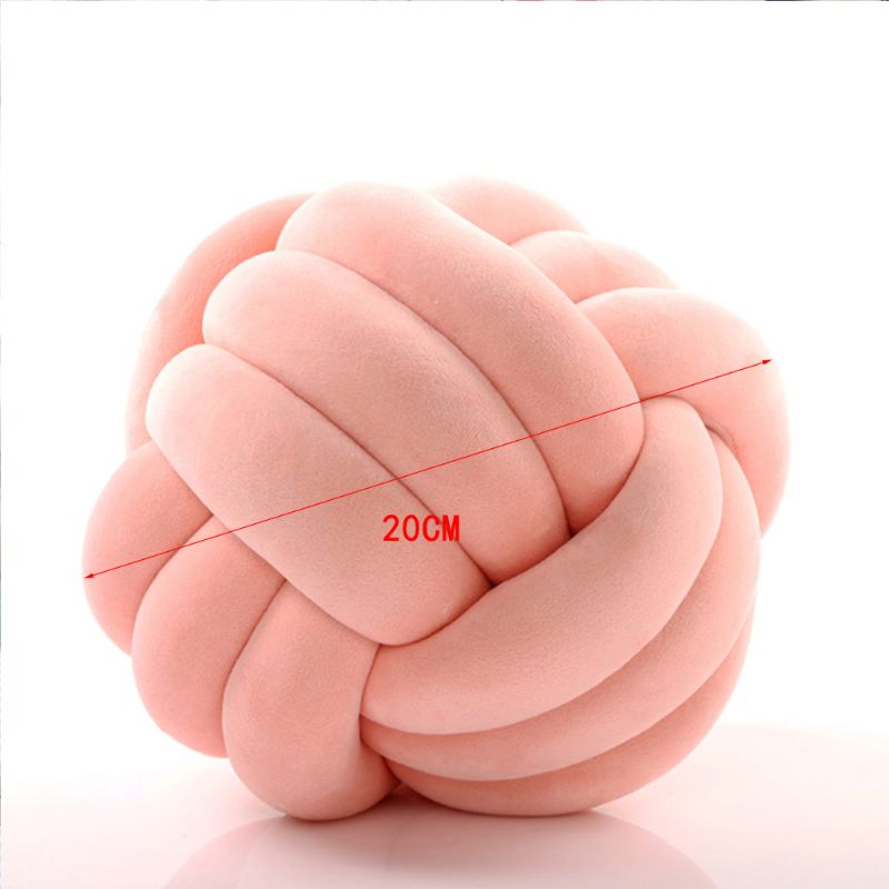 Knotted Plush Ball Design Round Throw Pillow